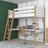 White and Oak Wooden Loft Bed with Desk – Ladder and Safety Rail