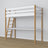 Lit mezzanine avec bureau en bois blanc-chêne – échelle i barrière ochronna