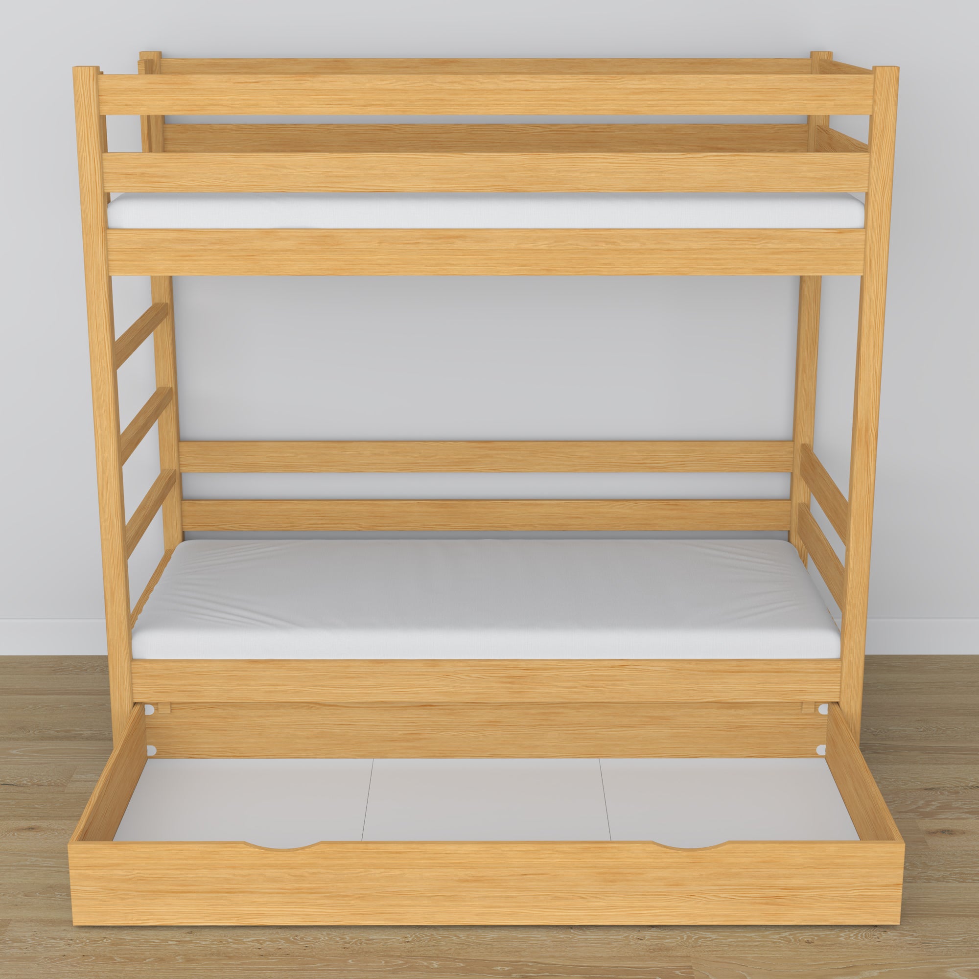 Natural Pine Wooden Bunk Bed with Drawer – Dimensions and Diagram, Nizio