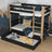 Black and Oak Bunk Bed for Children – Two Sleeping Areas and Drawer, Wooden