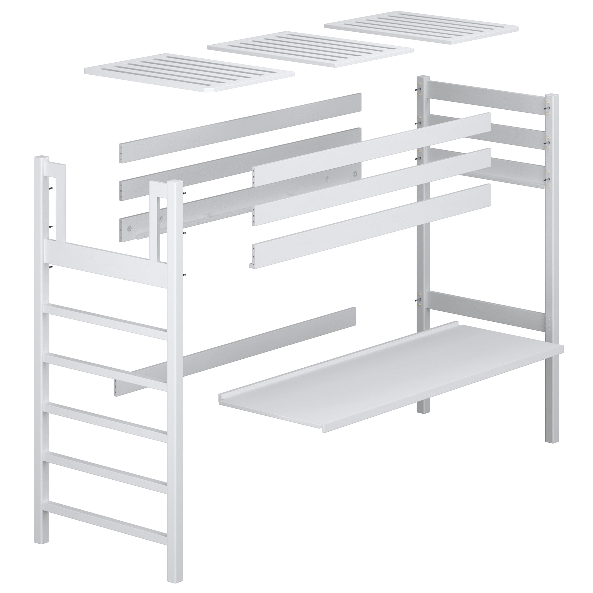 Oak Loft Bed with Desk Bleached Oak – Scandi Room Arrangement, Nizio