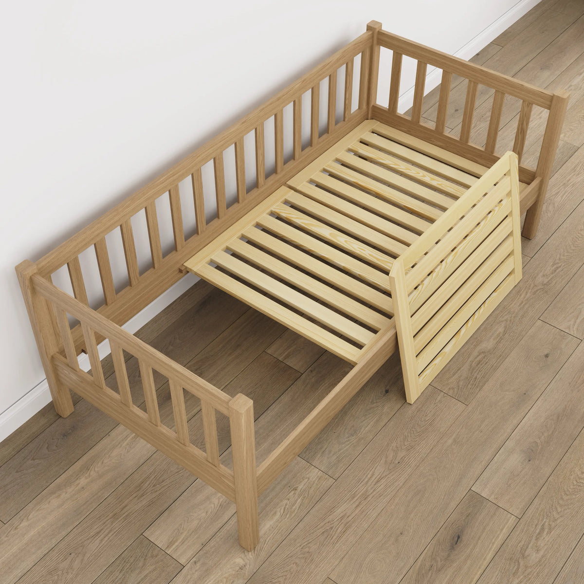 Sofa-lit en chêne chêne naturel – vue en biais, style scandinave
