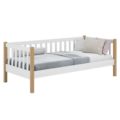 Bettsofa aus Holz Weiß mit Eiche – Kinderzimmer, skandinavischer Stil Nizio