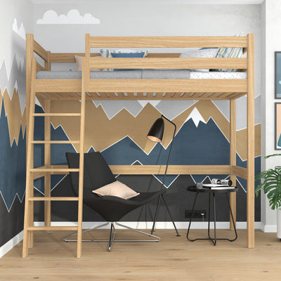 Natural Oak Loft Bed – Children’s Room, Solid Wood, Scandi Style