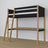 Black and Oak Wooden Loft Bed with Desk – Ladder and Safety Rail