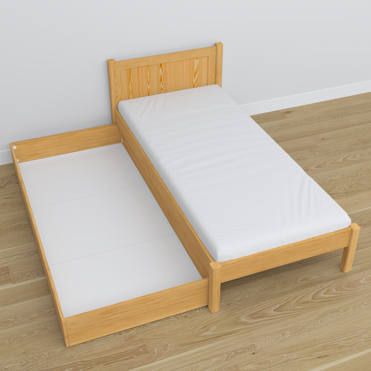 Lit avec tiroir en bois pin naturel – dimensions et schéma, Nizio Home