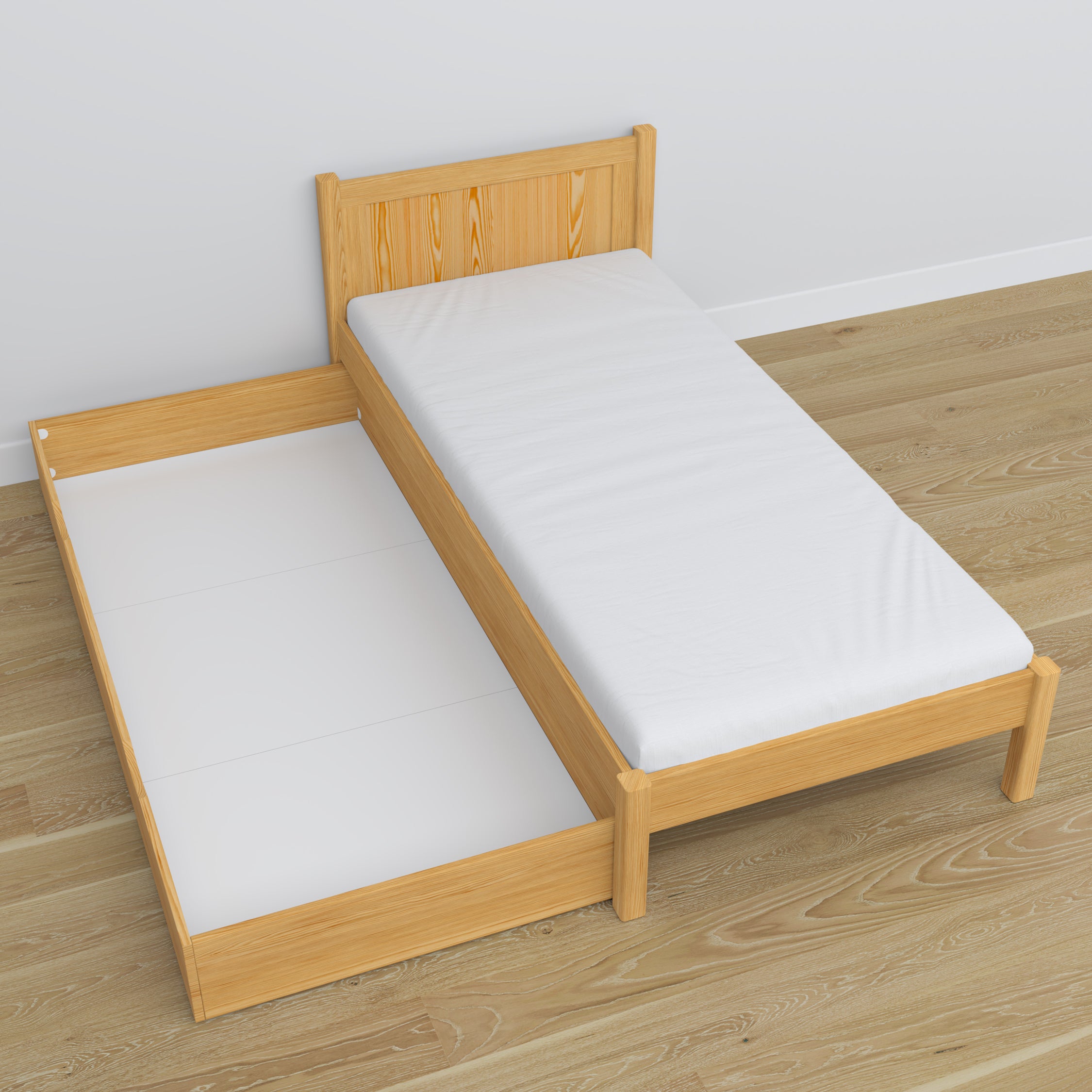 Lit avec tiroir en bois pin naturel – dimensions et schéma, Nizio Home
