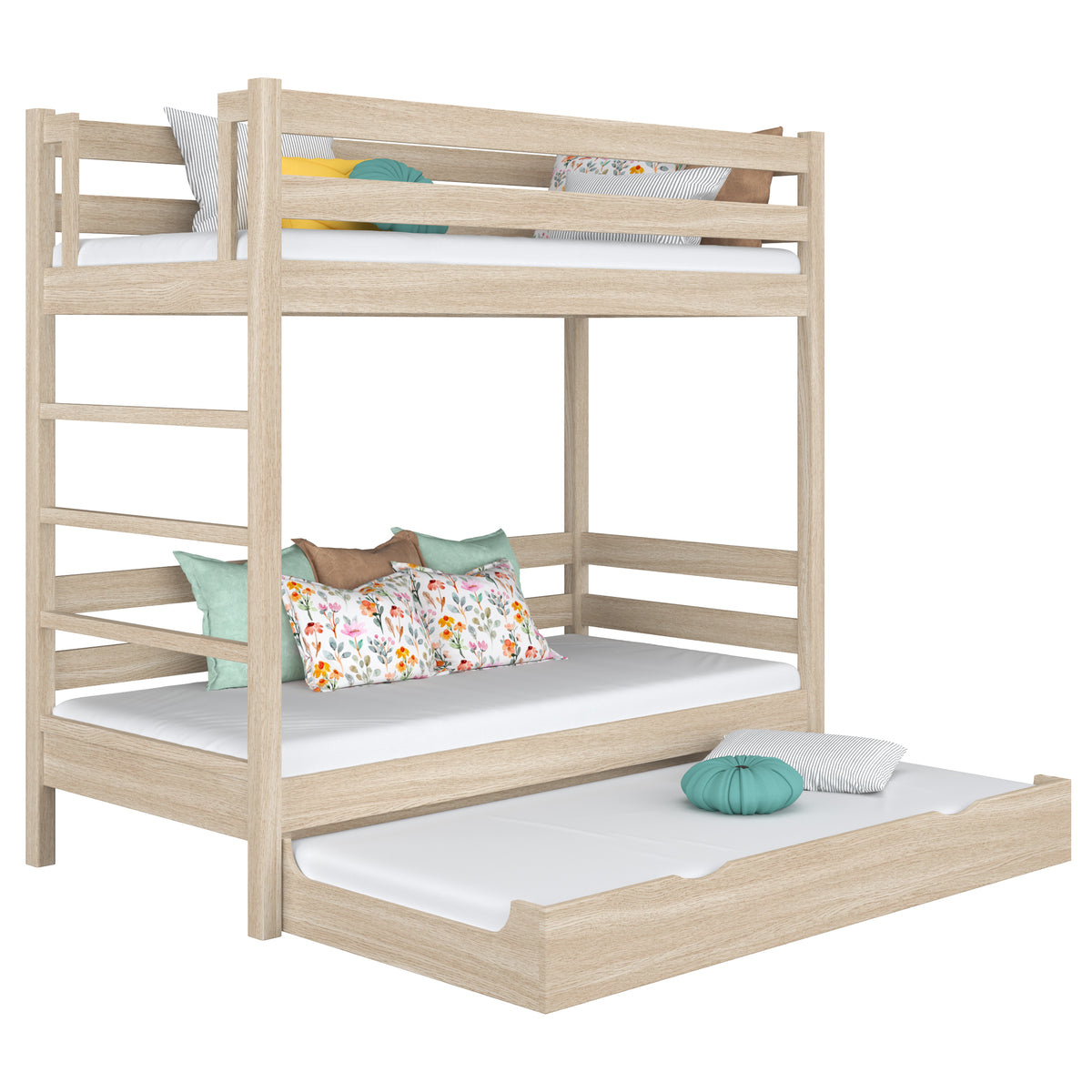 Oak Bunk Bed with Mattress Drawer Bleached Oak – Scandi Children’s Room