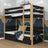Black and Oak Wooden Bunk Bed – Open Drawer, Spacious Storage Under the Bed