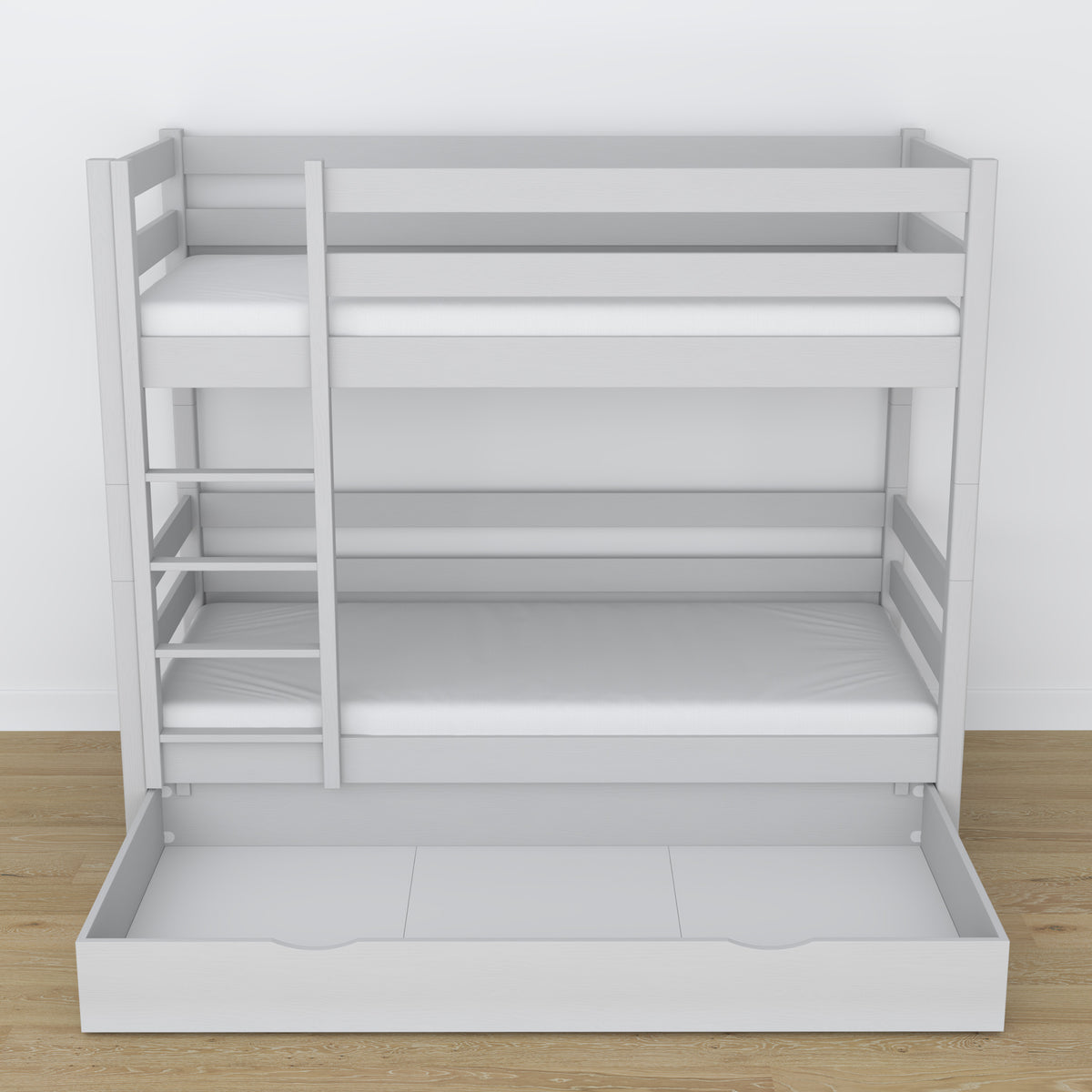 Lit superposé en bois gris z tiroir – dimensions et schéma, Nizio