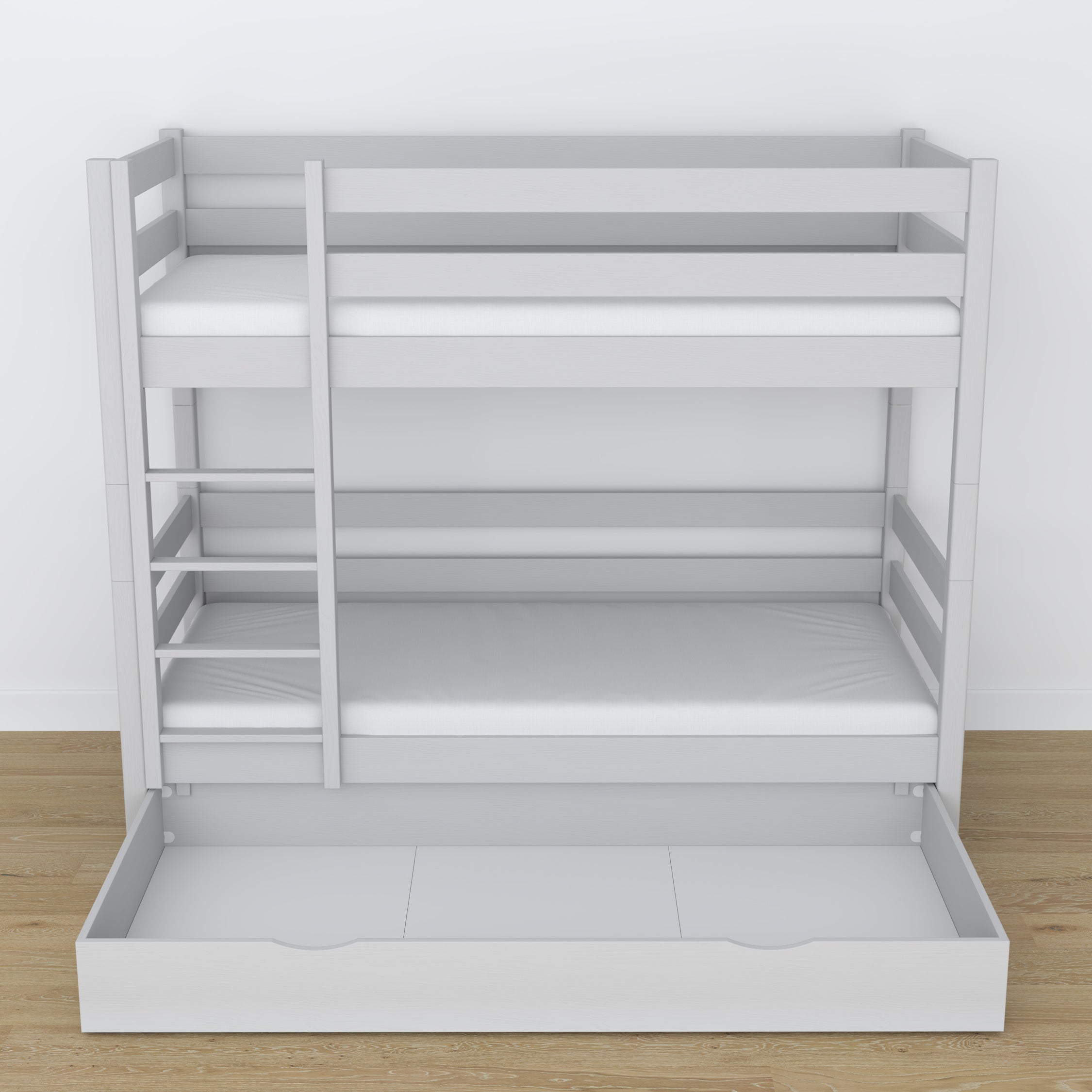 Lit superposé en bois gris z tiroir – dimensions et schéma, Nizio