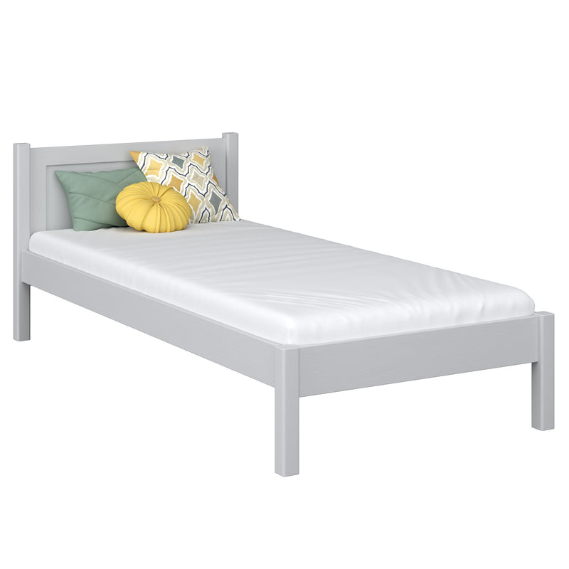 Lit simple en bois gris – chambre d'enfant, bois massif, style scandinave