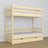 Clear Pine Wooden Bunk Bed with Drawer – Scandinavian Design, Nizio