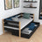 Sofa-Bett schwarz-Eiche mit Schublade – geräumiges Staufach, Holz, Nizio