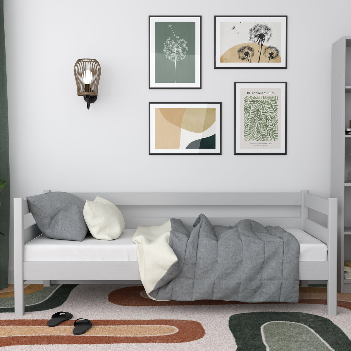 Bettsofa aus Holz Grau – Kinderzimmer, skandinavischer Stil Nizio