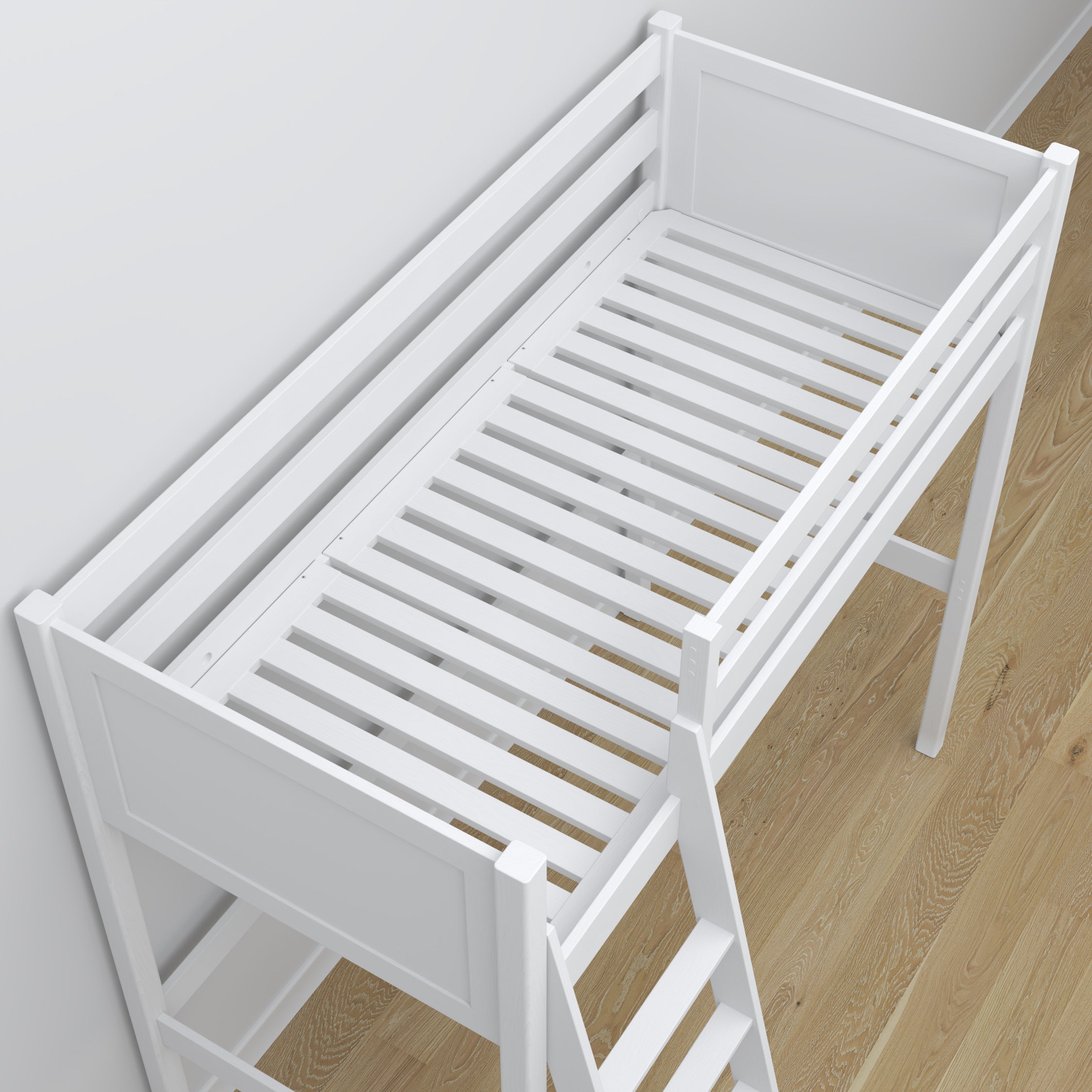 Hochbett weiß im Kinderzimmer – scandi Einrichtung, aus Holz