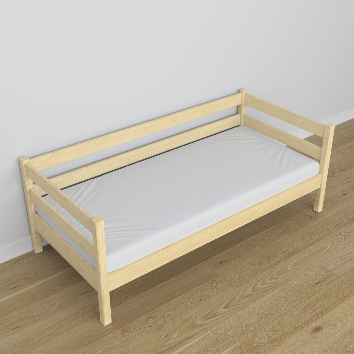Sofa-lit pin incolore en bois – dimensions et schéma, Nizio