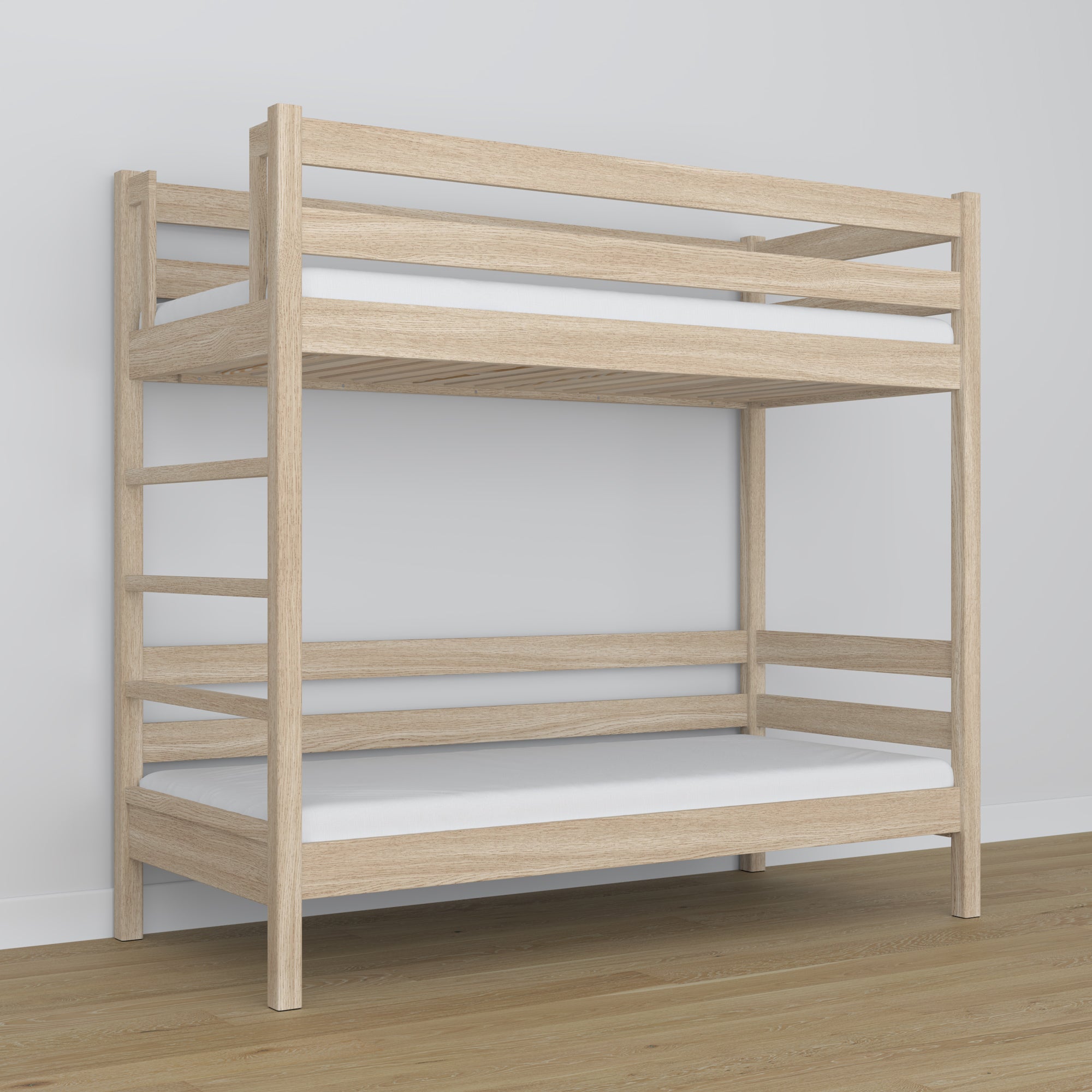 Oak Bunk Bed Bleached Oak – Slatted Frame, Durable Joinery Joints