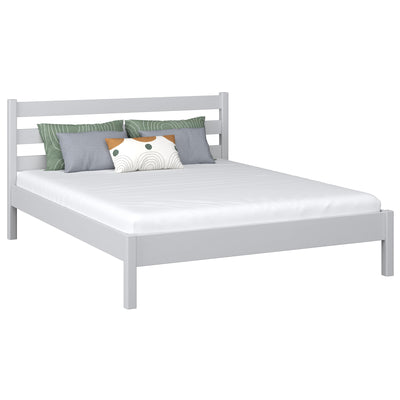 Holz-Doppelbett N01 Grau – Gesamtansicht, massives Kiefernholz