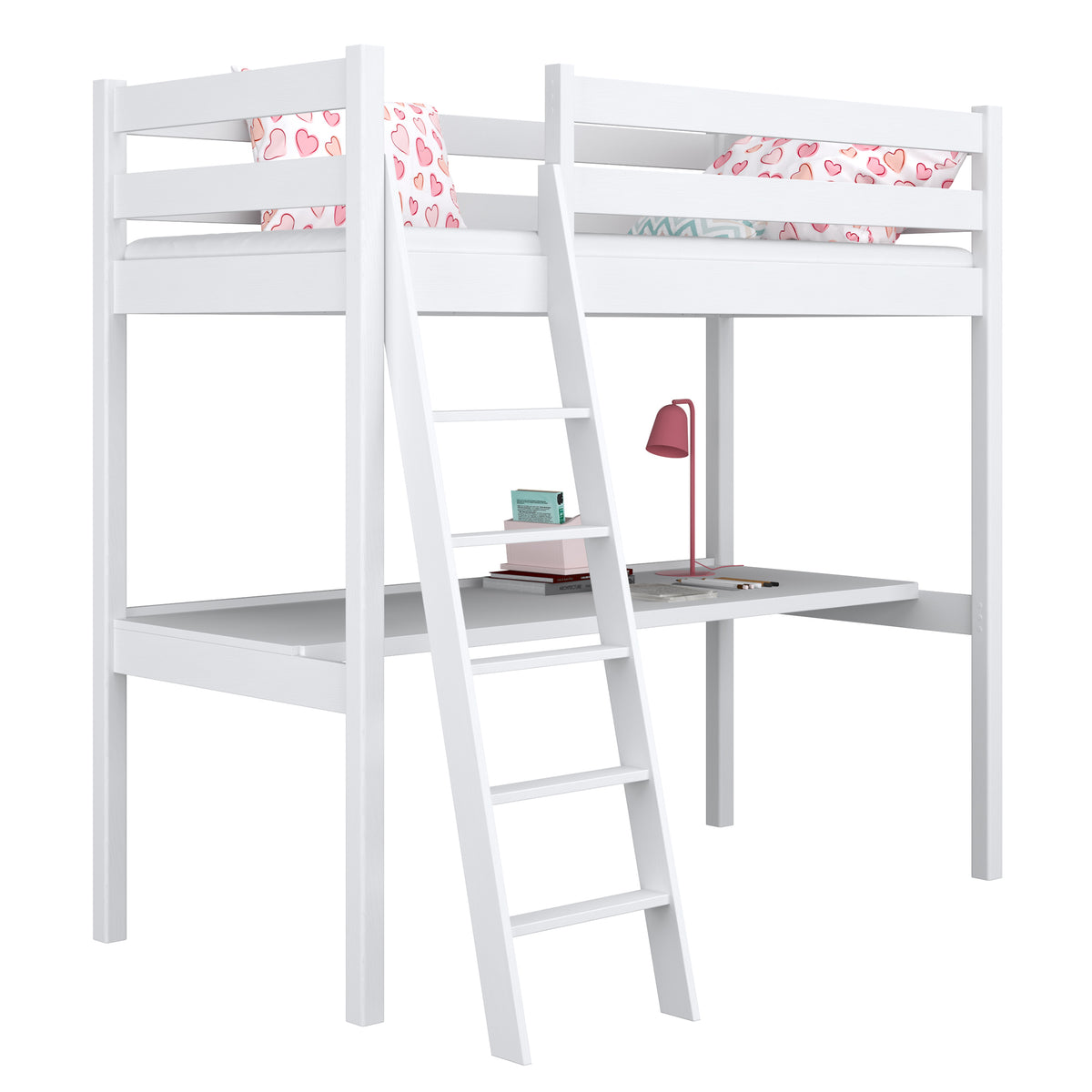 Loft Bed with Desk N03 Wooden in Custom RAL/NCS Color – Solid Wood, Nizio