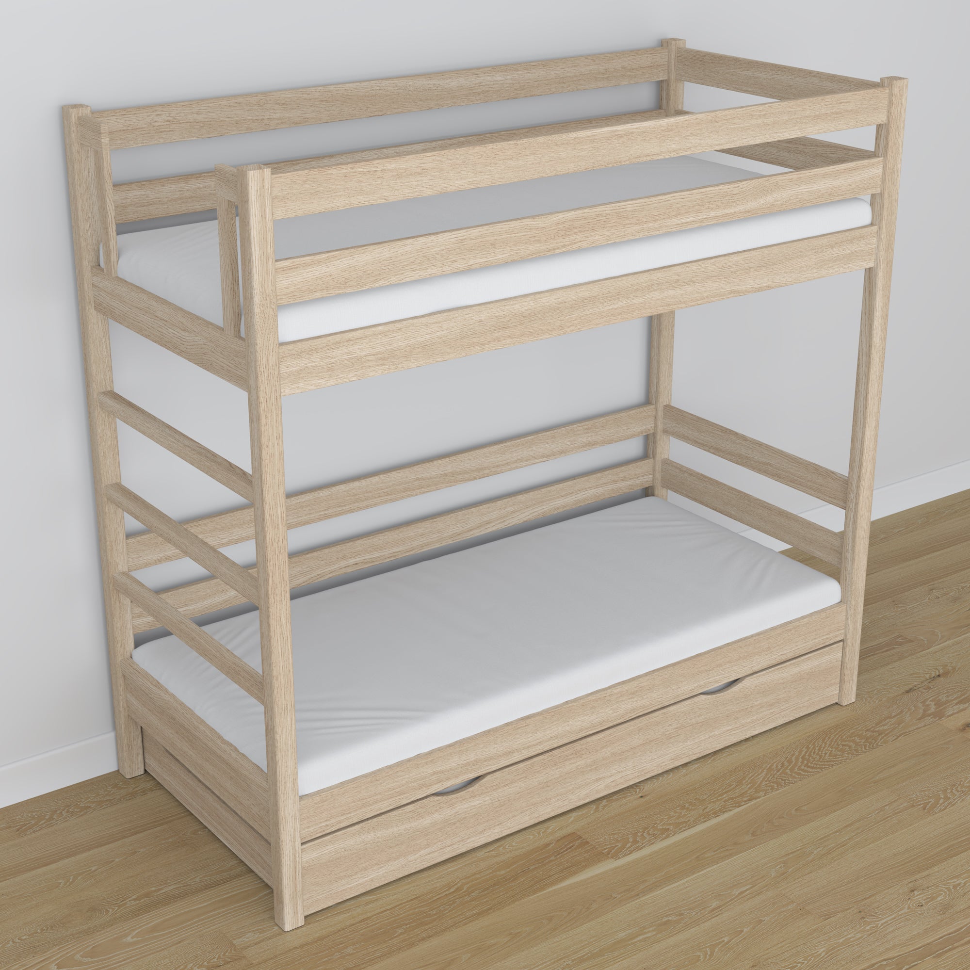 Oak Bunk Bed Bleached Oak – Interior of Mattress Drawer, Children’s Room