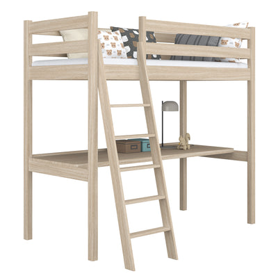 Oak Loft Bed with Desk Bleached Oak – Children’s Room, Scandi Nizio