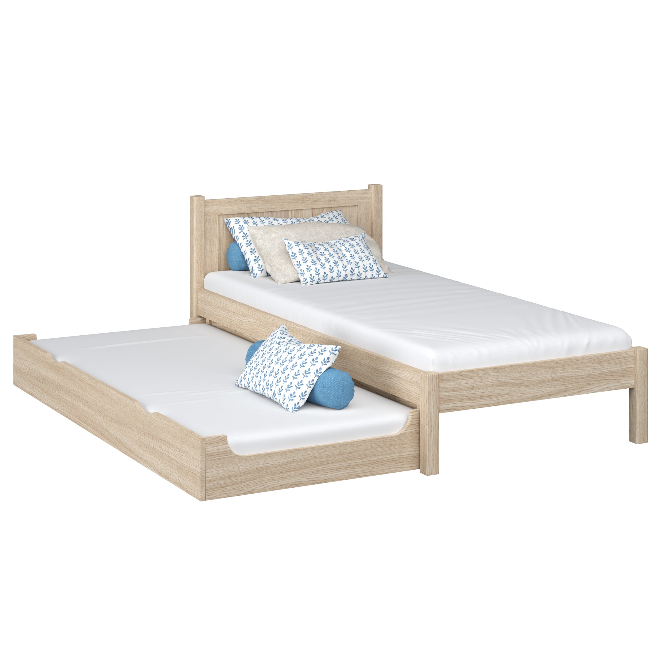 Oak bed with mattress drawer bleached oak – child’s room, scandi Nizio