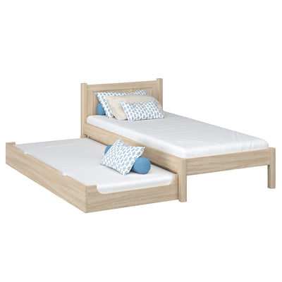 Oak bed with mattress drawer bleached oak – child’s room, scandi Nizio