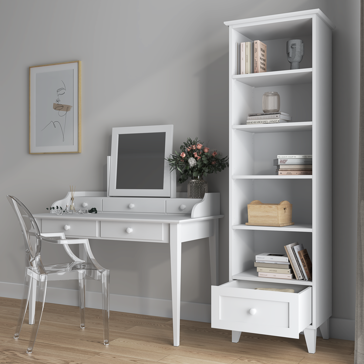 Étagère 1S 57 Scandi en bois blanc