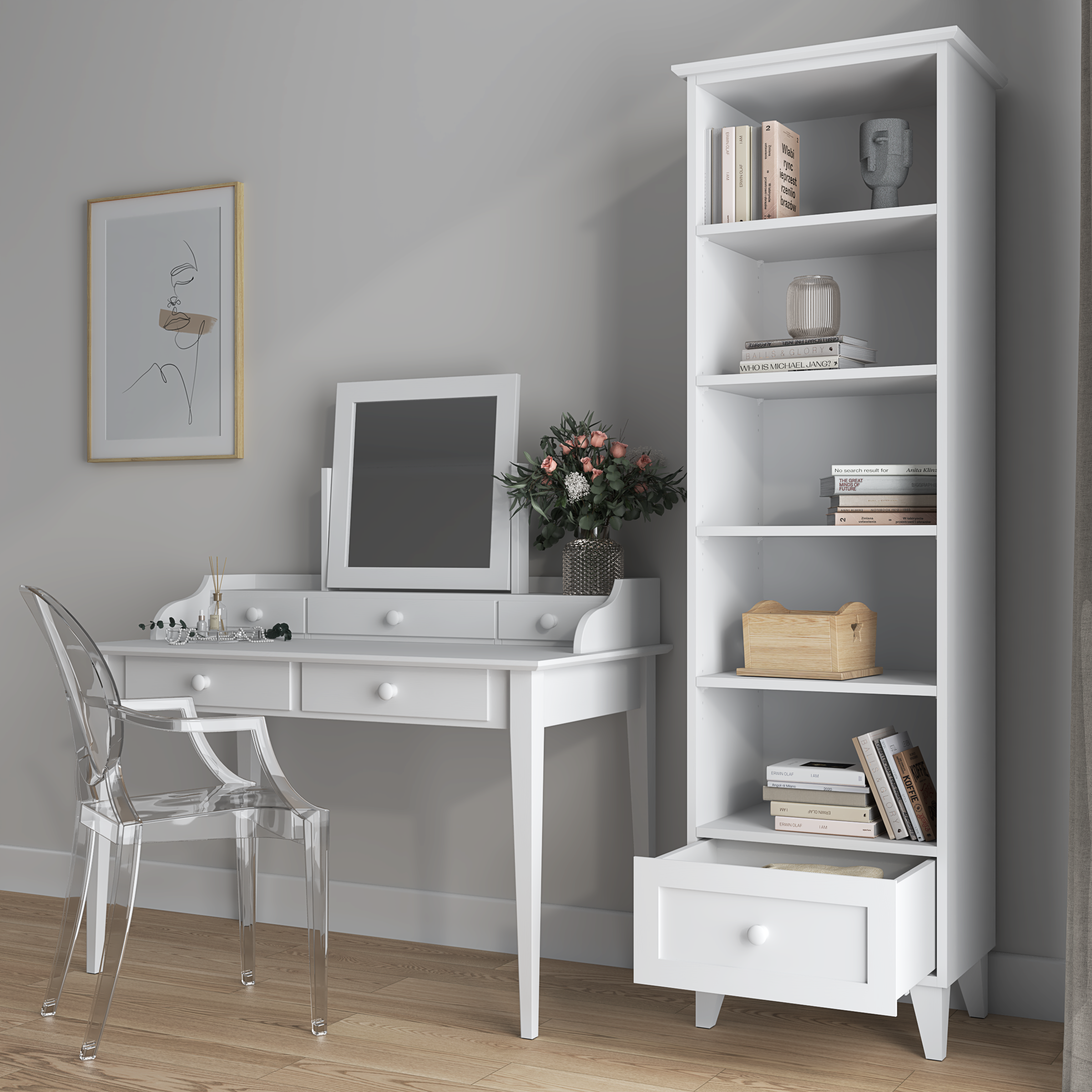 Étagère 1S 57 Scandi en bois blanc