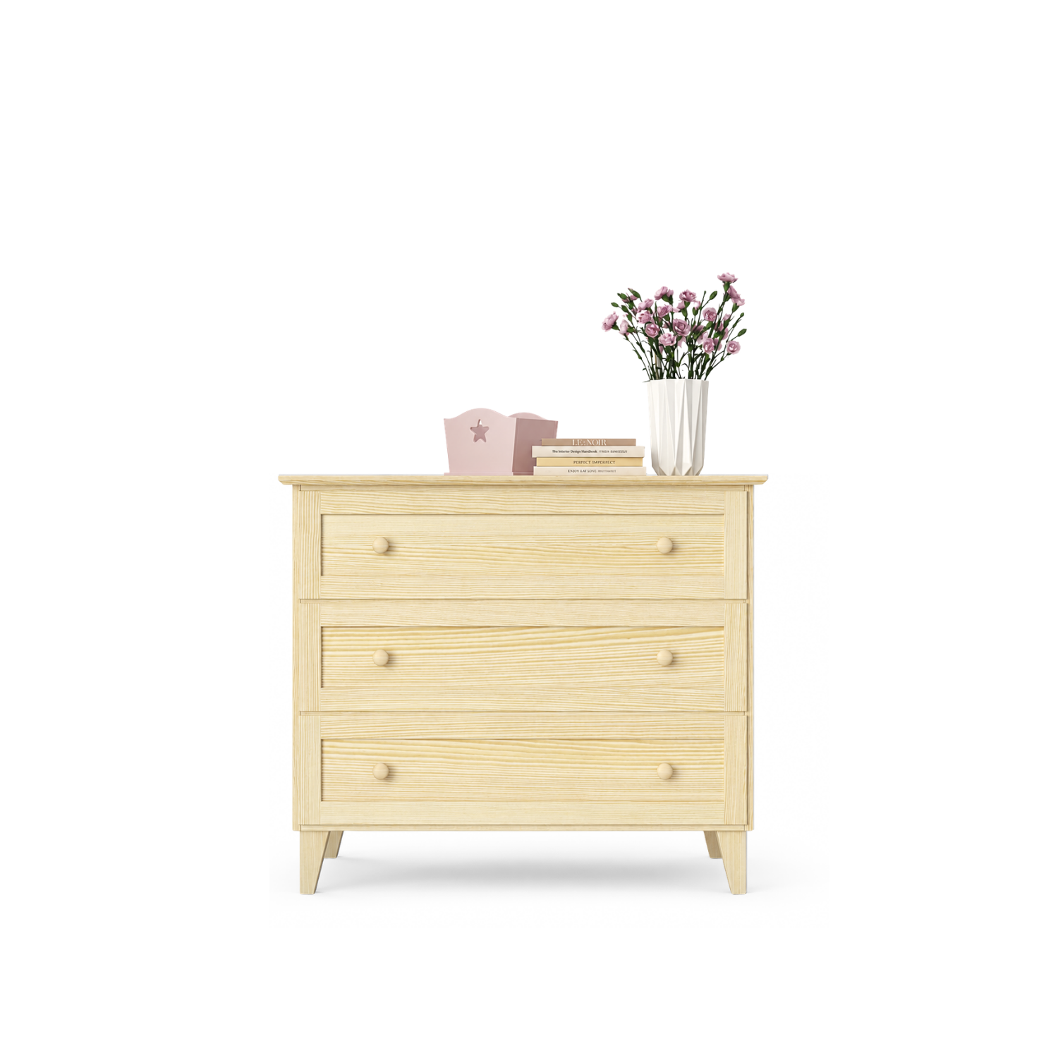 Commode z 3 tiroirmi en pin pin incolore 105 cm – chambre, style scandinave
