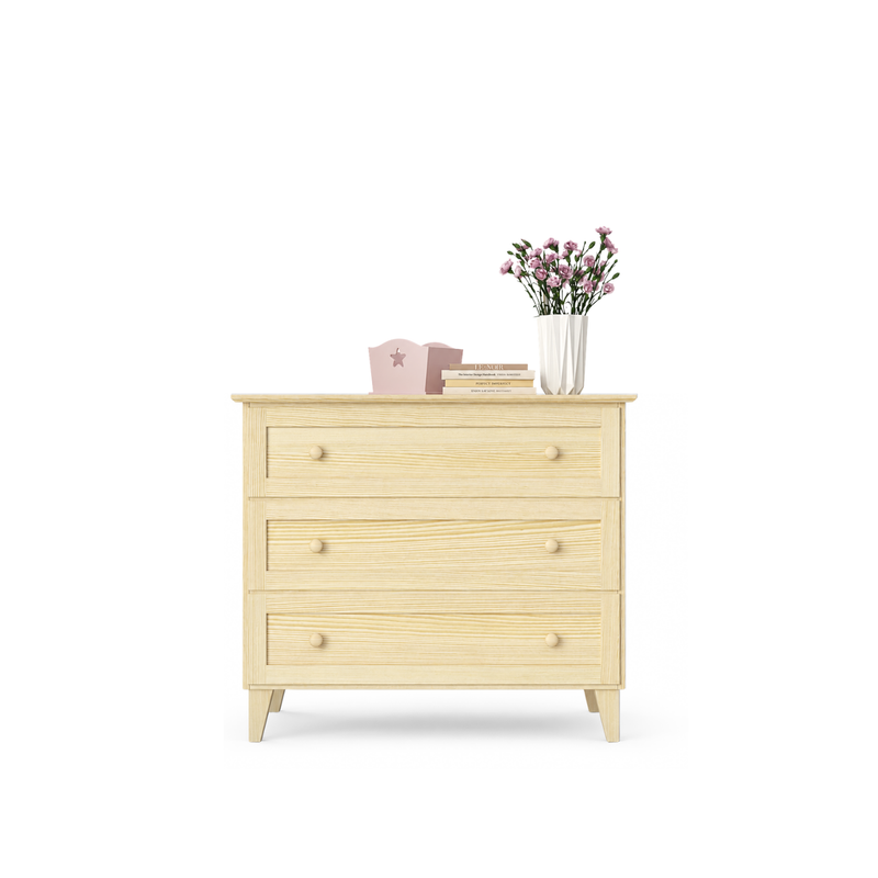 Commode z 3 tiroirmi en pin pin incolore 105 cm – chambre, style scandinave