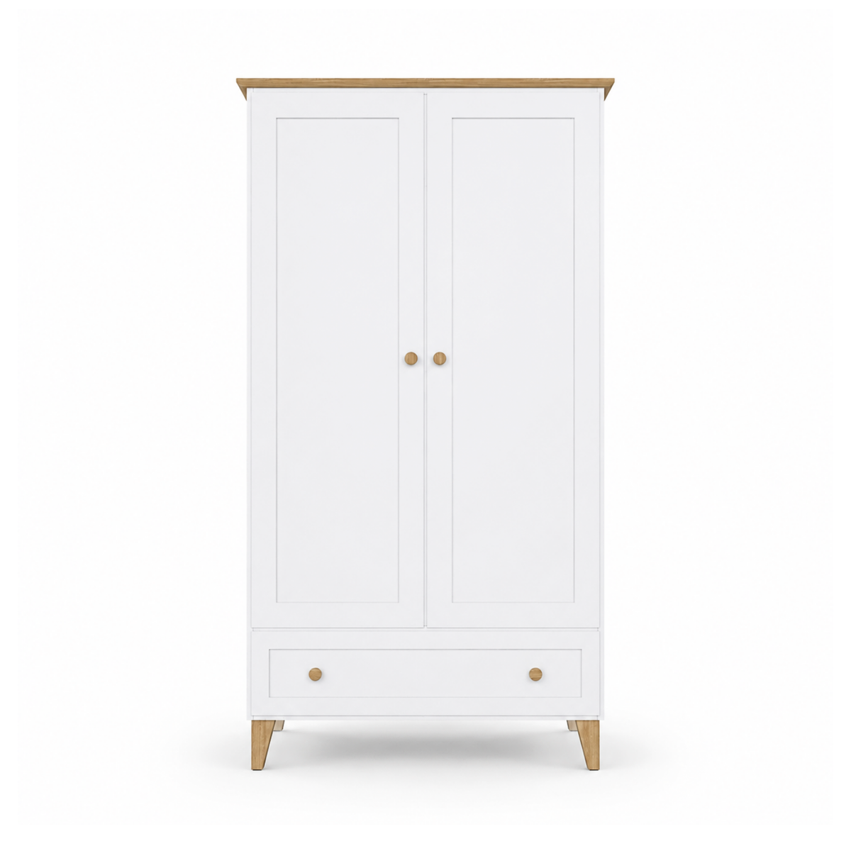 Armoire 2D1S Scandi en bois blanc / chêne naturel