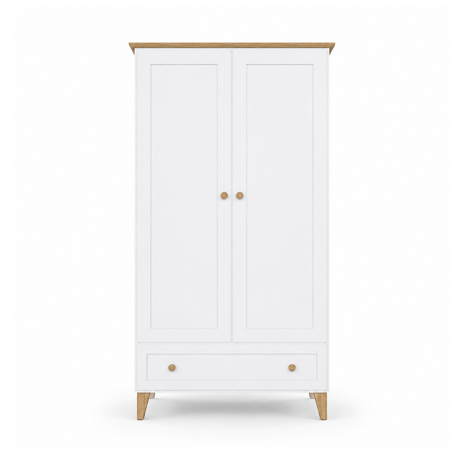 Armoire 2D1S Scandi en bois blanc / chêne naturel