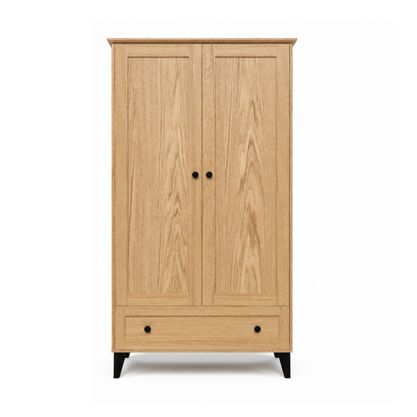 Eichenschrank 2D1S Scandi Eiche natur / schwarz