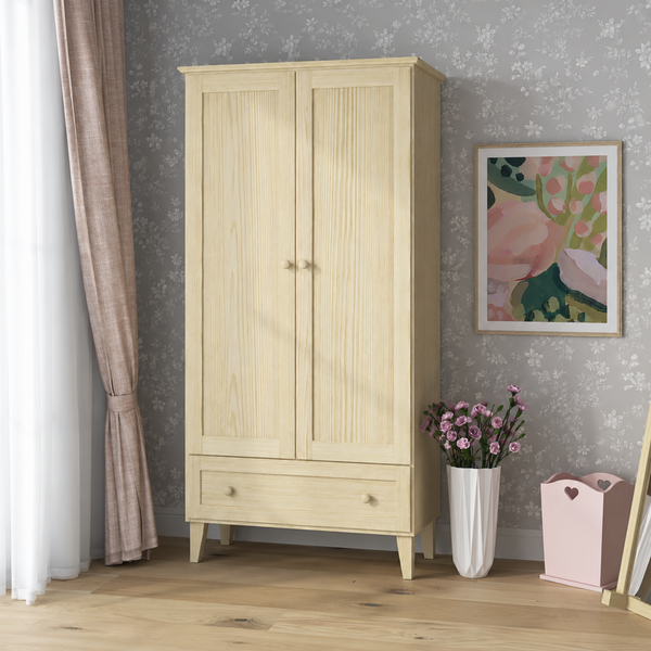 Armoire 2D1S Scandi en pin pin incolore