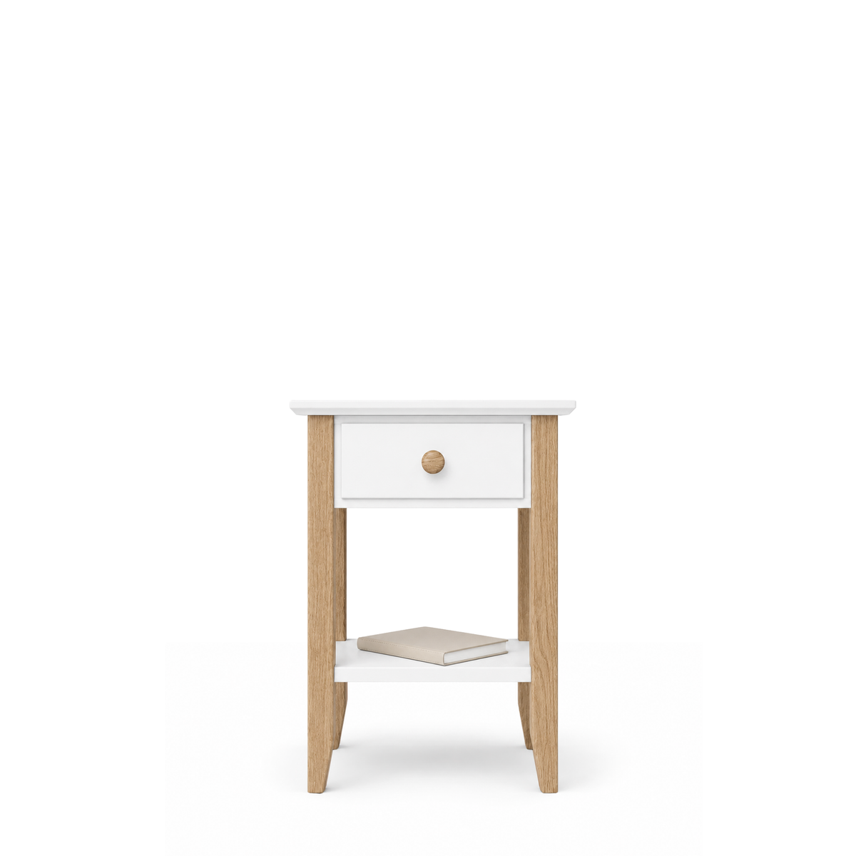 Table de chevet 1S N01 Scandi en bois blanc / chêne naturel