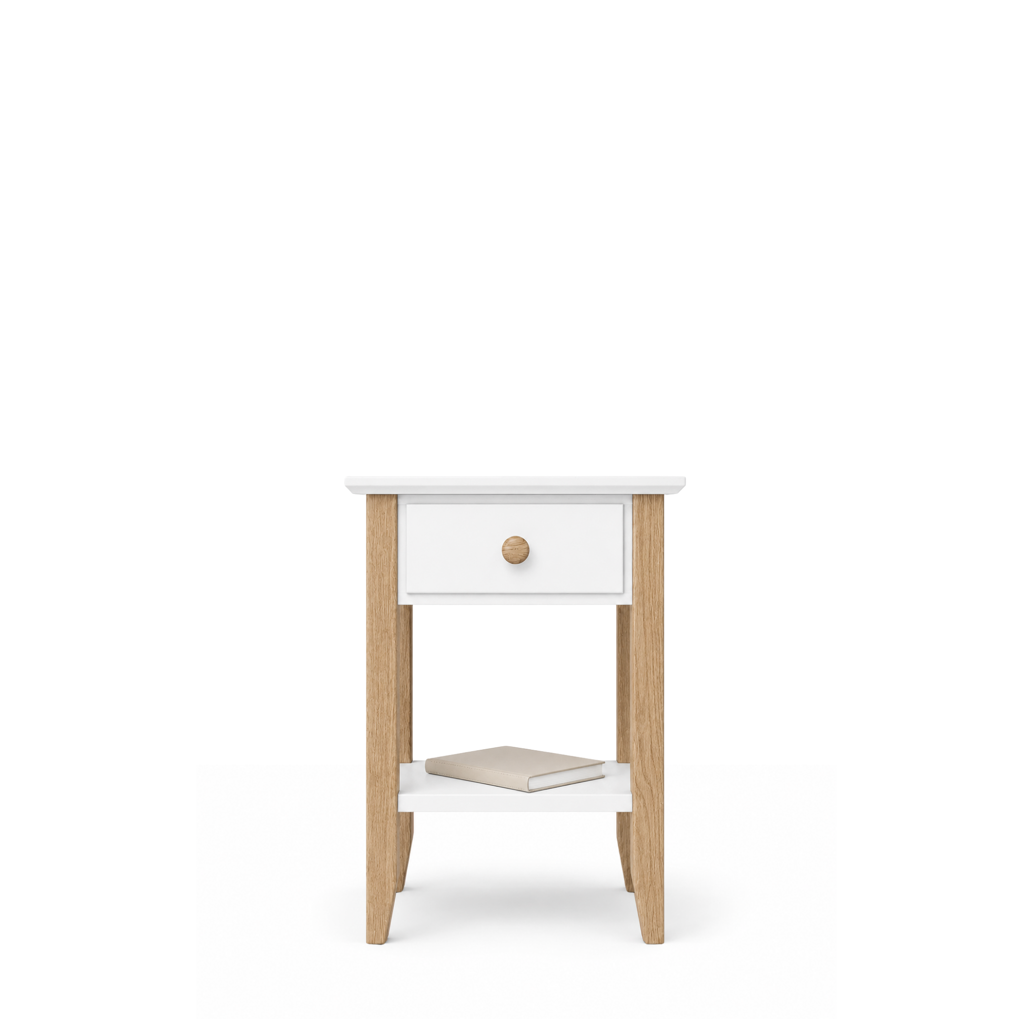 Table de chevet 1S N01 Scandi en bois blanc / chêne naturel