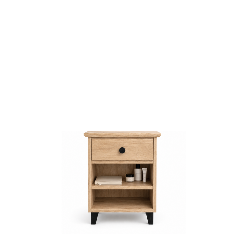 Table de chevet 1S N02 Scandi en chêne chêne naturel / noir