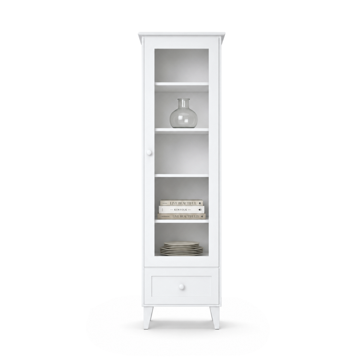 Vitrine 1S 57 Scandi en bois blanc