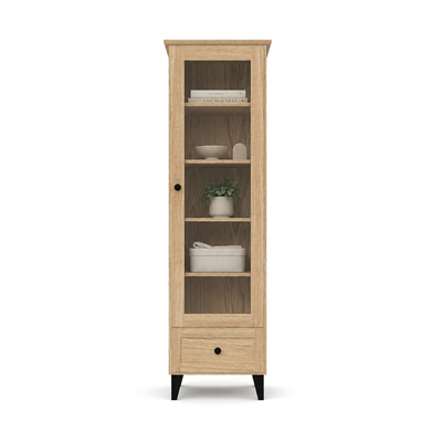 Vitrine en chêne 1S 57 Scandi noir / chêne naturel