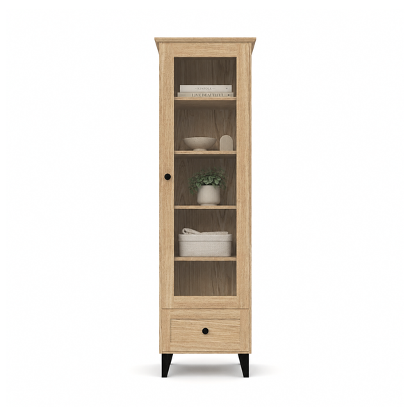 Eichenvitrine 1S 57 Scandi Schwarz / Natureiche