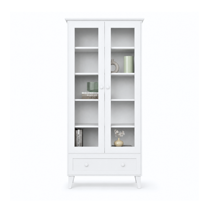 Vitrine 1S 90 Scandi en bois blanc