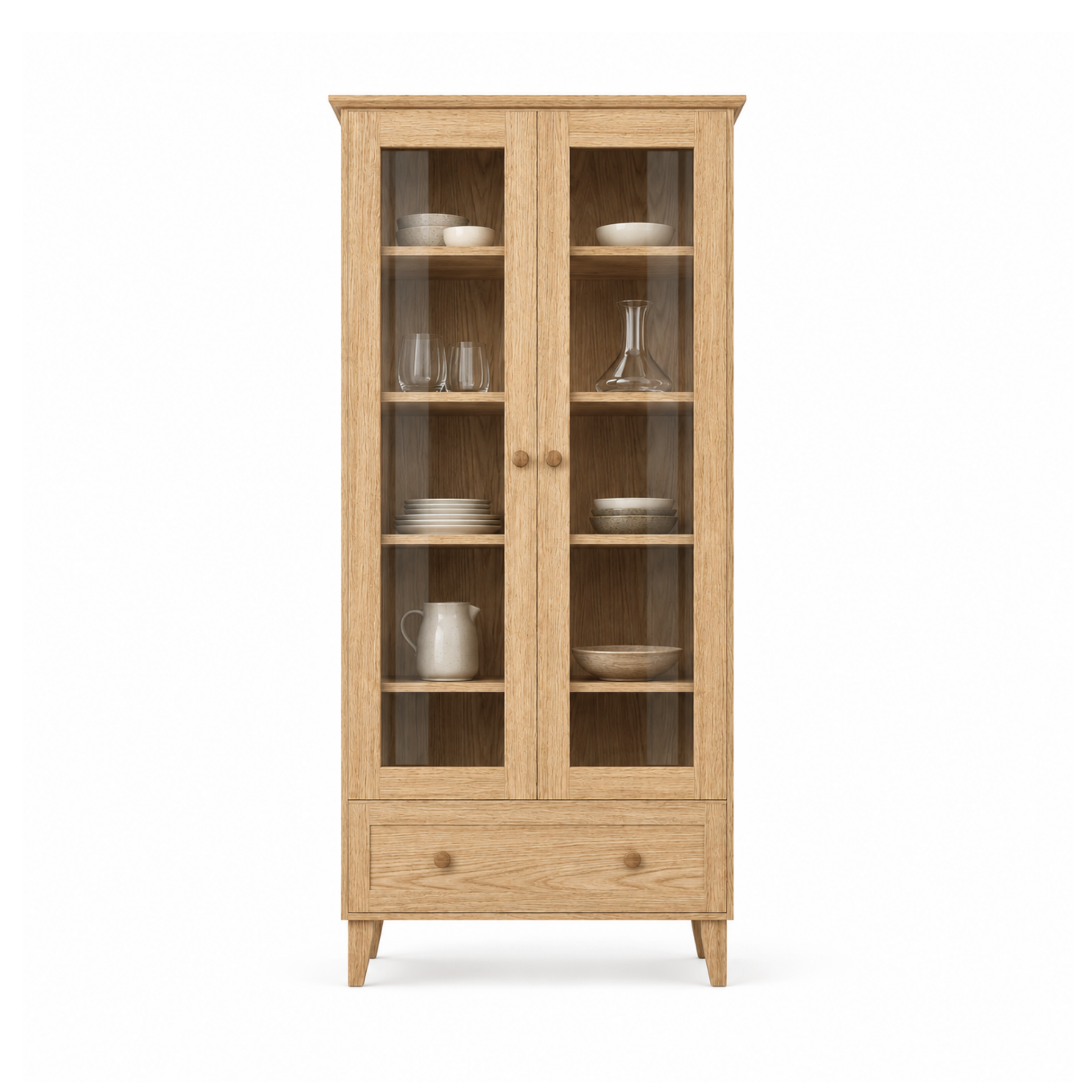Vitrine 1S 90 Scandi en chêne chêne naturel