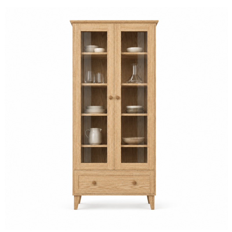 Vitrine 1S 90 Scandi en chêne chêne naturel